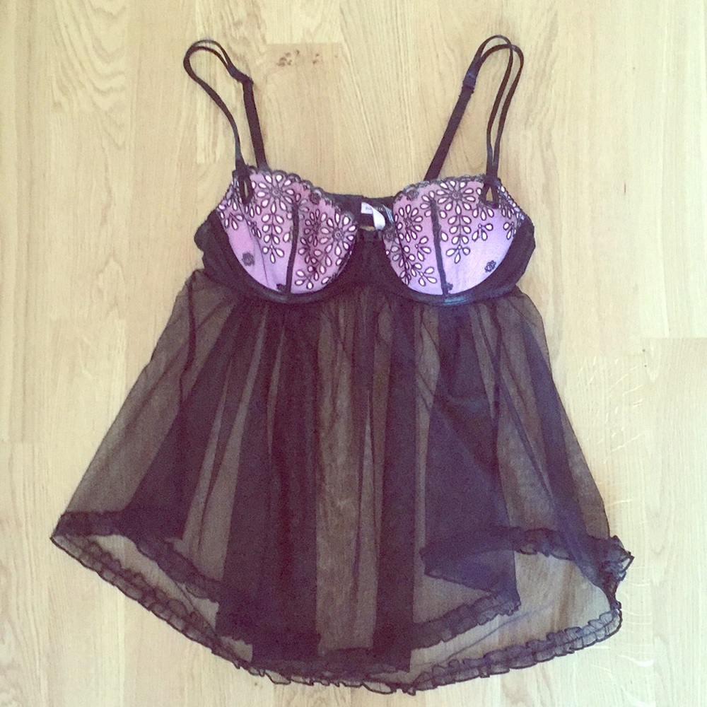 Sexy Little Things Pink Black Babydoll